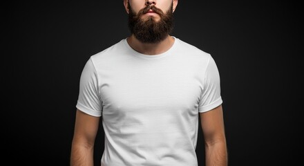 Photo Realistic Man In White T-Shirt On Black Background