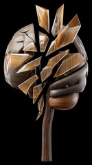 Abstract Sculpture of Shattered Tree Design Symbolizing Growth and Transformation in Creative Artistry with Modern Aesthetic