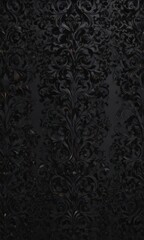 Intricate black gothic damask, swirling vines and leaves , subtle, vintage