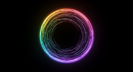 Abstract Background 3D Illustration of Rainbow Glowing Circle