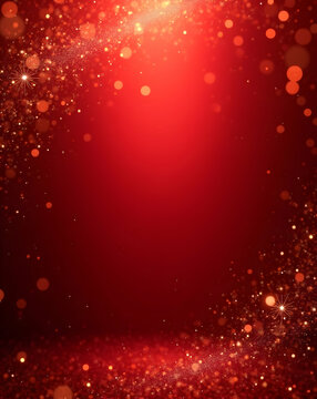 Vibrant Red Glitter Sparkle Radiating Luxury, A Captivating Festive Background with Bokeh Lights and Sparkling Particles for Celebration and Holiday Themes