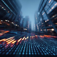 Digitalized global stock market trends visualized in a futuristic setting with real-time data insights.