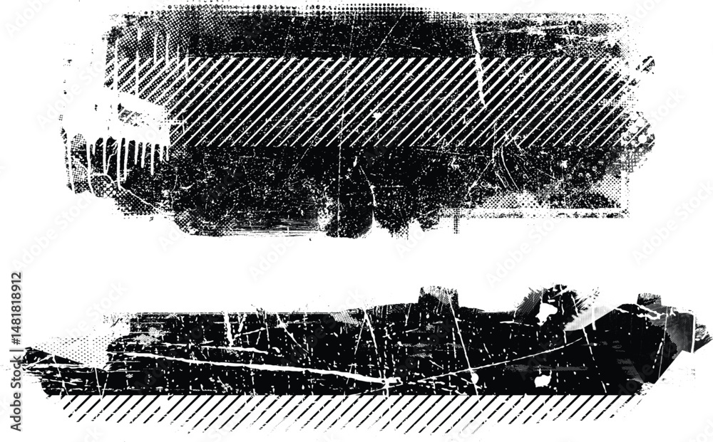 Poster Grunge textured banner with rough edges. Speckled texture. Overlay grunge texture . Simply place texture over any object to create grunge effect . Banner with scratched surface for your design. 