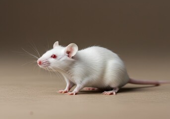 Photo of White Mouse on Brown Background