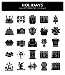 Obraz premium Holidays Collection. 25 Festive Icons for Celebrations