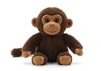 Obraz premium Plush Brown Monkey Toy on White Background