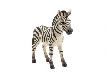 Obraz premium Realistic Zebra Toy Figurine on White Background