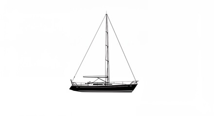 Fototapeta premium Black and white sailboat drawing