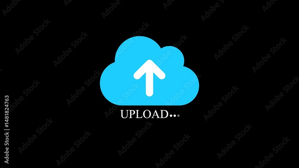 Poster cloud upload symbol with arrow indicates process in progress showing digital data transfer connectiv