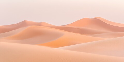 Serene Desert Landscape Soft Peach Sand Dunes Scenic View sun dry sky warm calm arid tone image