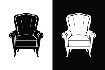 Modern Armchair Icon. Silhouette Vector Design for Interior Concepts