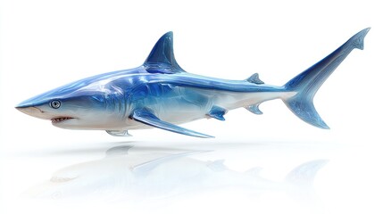 Obraz premium Oceanic shark, vibrant blue, isolated