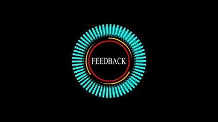 Feedback concept illustration featuring a circular design with a futuristic aesthetic and a minimalist composition perfect for user interface designs or business presentations.