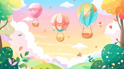 Dive into a Whimsical Wonderland with Children's Day Cartoon Balloon Backgrounds! These vibrant and playful backdrops are designed to infuse every Children's Day project with joy, color, and the magic