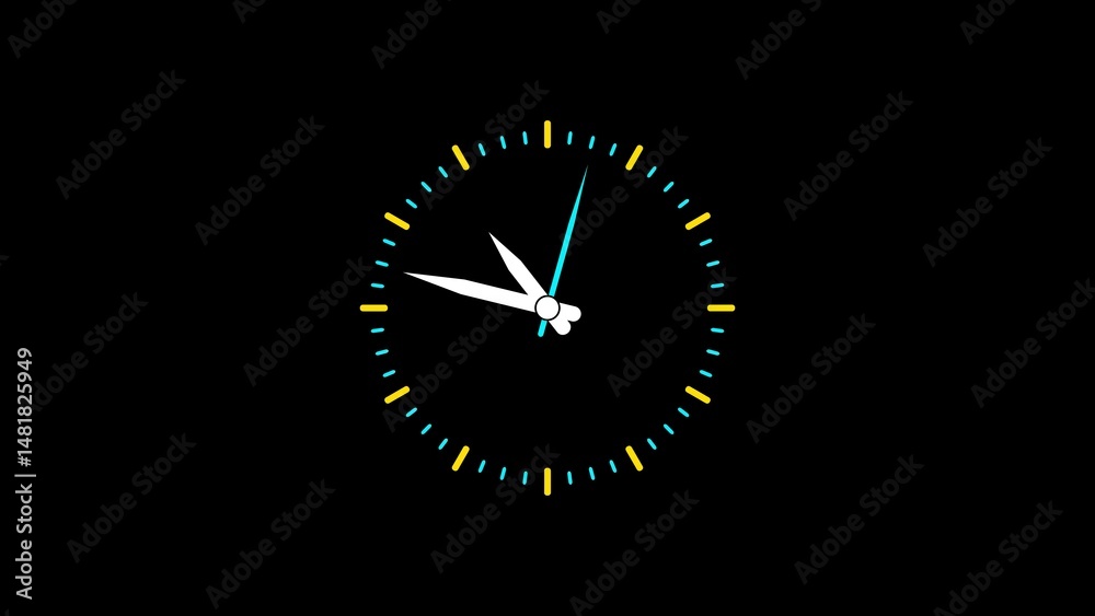 Poster minimalist clock design on black background demonstrating time concepts punctuality deadlines and ti