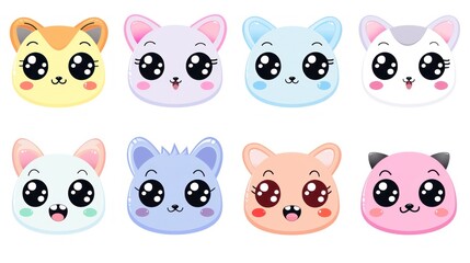 Fototapeta premium Cute cartoon animal faces