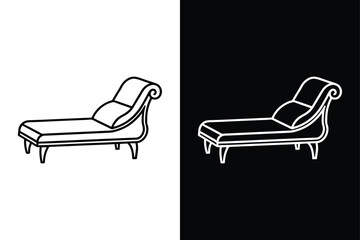 Thin Line Chaise Lounge Icon. Vector Art on White Background