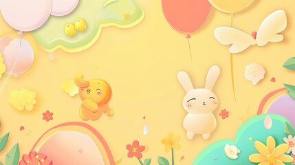 Dive into a Whimsical Wonderland with Children's Day Cartoon Balloon Backgrounds! These vibrant and playful backdrops are designed to infuse every Children's Day project with joy, color, and the magic