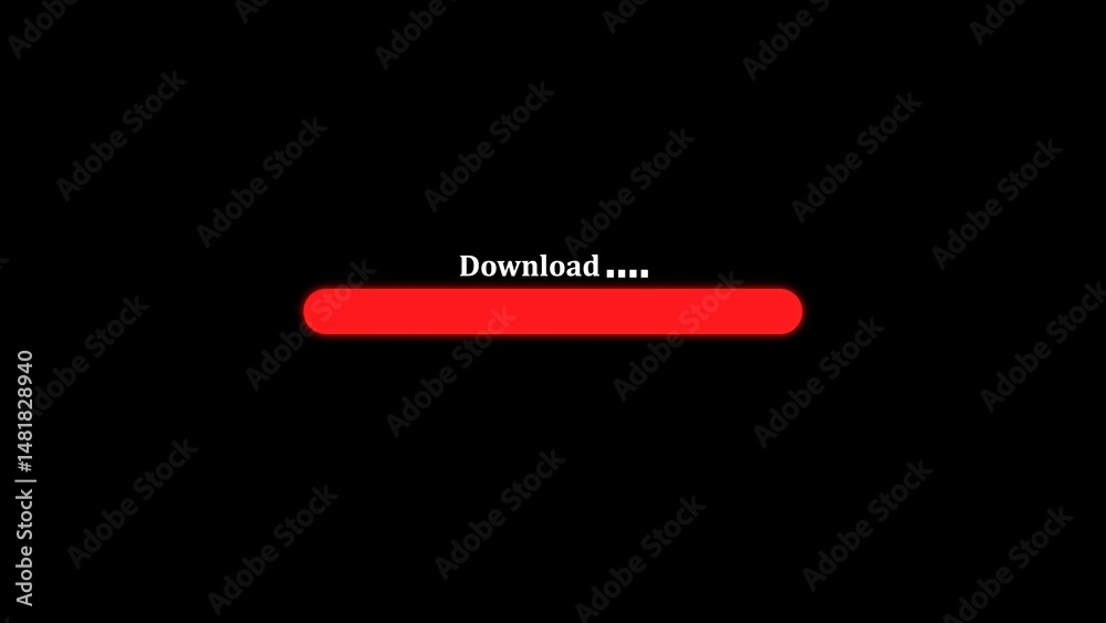 Poster download progress indicator red bar animation against black background representing software loading