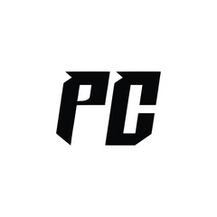 PC monogram logo design letter text name symbol monochrome logotype alphabet character simple logo