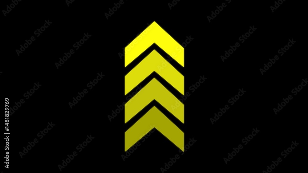 Poster upward directional arrow design in gradated yellow color scheme on a black backdrop suitable for gra