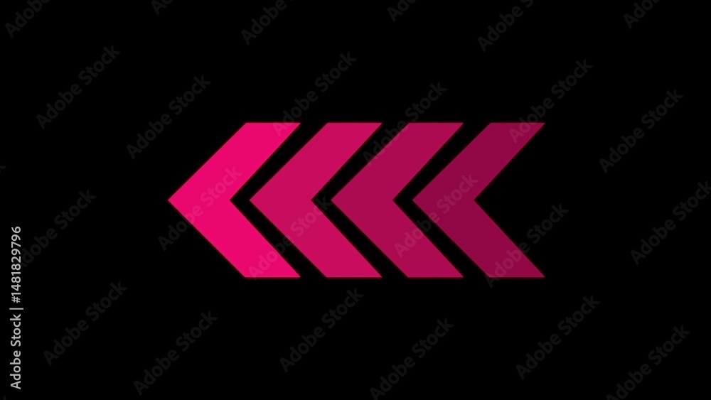 Poster modern abstract arrow design featuring four magenta arrows pointing leftward on a solid black backgr