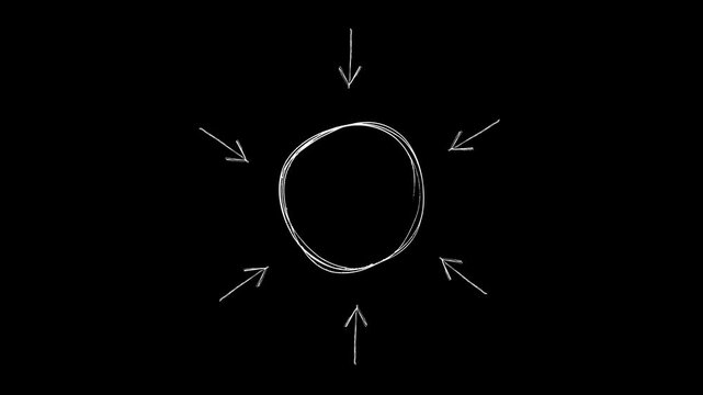 Animated hand-drawn White circle loop on white background, scribble-style ellipse highlight arrow marker for web or digital interface use, stop motion sketch animation with alpha channel	