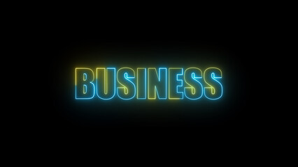Illuminated business wordmark design featuring bright neon typography against a dark black background suitable for branding and business communication concepts