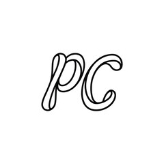 PC monogram logo design letter text name symbol monochrome logotype alphabet character simple logo