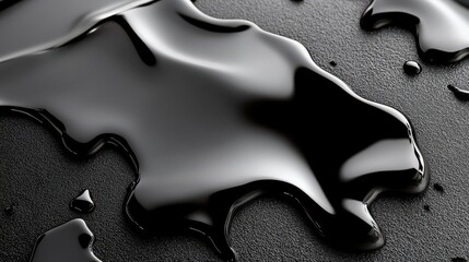 Fototapeta premium Spilled black liquid on dark surface