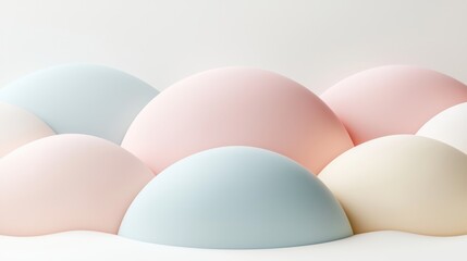 Fototapeta premium Soft, pastel-colored spheres arranged in a gentle wave pattern.