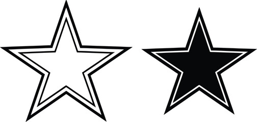 Vector illustration of two stars one filled black and one outlined on white background