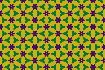 abstract seamless violet and green floral pattern on yellow background