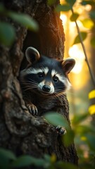 Obraz premium Raccoon in the woods.