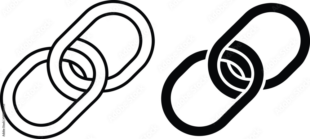 Poster black and white linked chain icon design illustrating connection and symbolism of unity