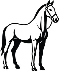 Obraz premium Majestic Horse Illustration Black and White, Noble Horse Sketch Silhouette