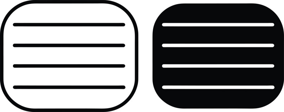 Abstract black and white graphic of a rounded rectangle with parallel lines