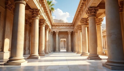 Ancient Athenian architecture, intricate columns, marble detail, politics, design