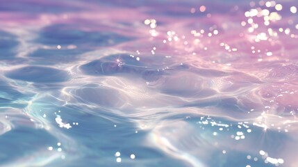 パステルカラーに輝くプールの水面