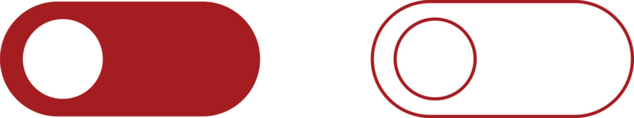 Power off button icon set. Turn off switch button. Off toggle switch buttons. Off vector with red color collection isolated on transparent background.