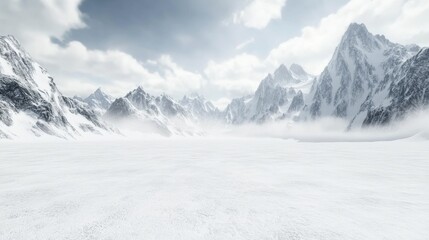 Obraz premium Stunning Winter Landscape Majestic Snowy Mountains Scenic View White Cold Winter Scene Breathtaking