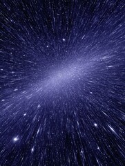 Star-filled space scene with streaking lights, creating a warp speed or hyperspace effect in a deep blue cosmic background.