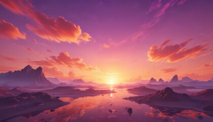 Vibrant sunset swirls, purple, pink, orange hues  Dreamy, enchanting sky  , sky, photo, landscape