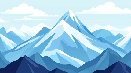 Stunning Blue Mountain Range Winter Landscape Illustration art sky ice snow cold calm view peaks