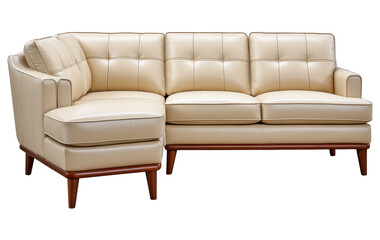 Fototapeta premium Sleek ivory sectional sofa with minimalist design and wooden legs, perfect for modern living room comfort and style