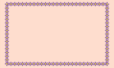 Elegant floral border frame with a soft pastel background, featuring symmetrical purple flower patterns. Perfect for invitations, cards, or decorative design elements.