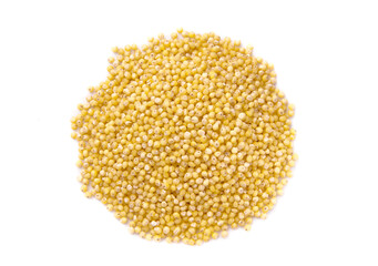 Heap of millet isolated on white background.