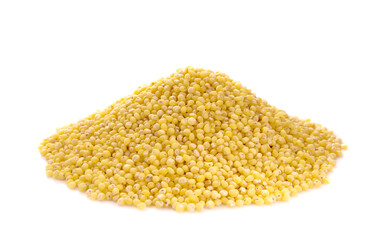 Heap of millet isolated on white background.