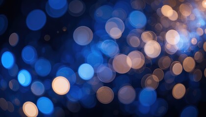 Abstract Blue and Gold Bokeh Lights Creating a Dreamy and Festiv