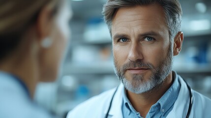 Focused medical professional in a modern clinic setting.